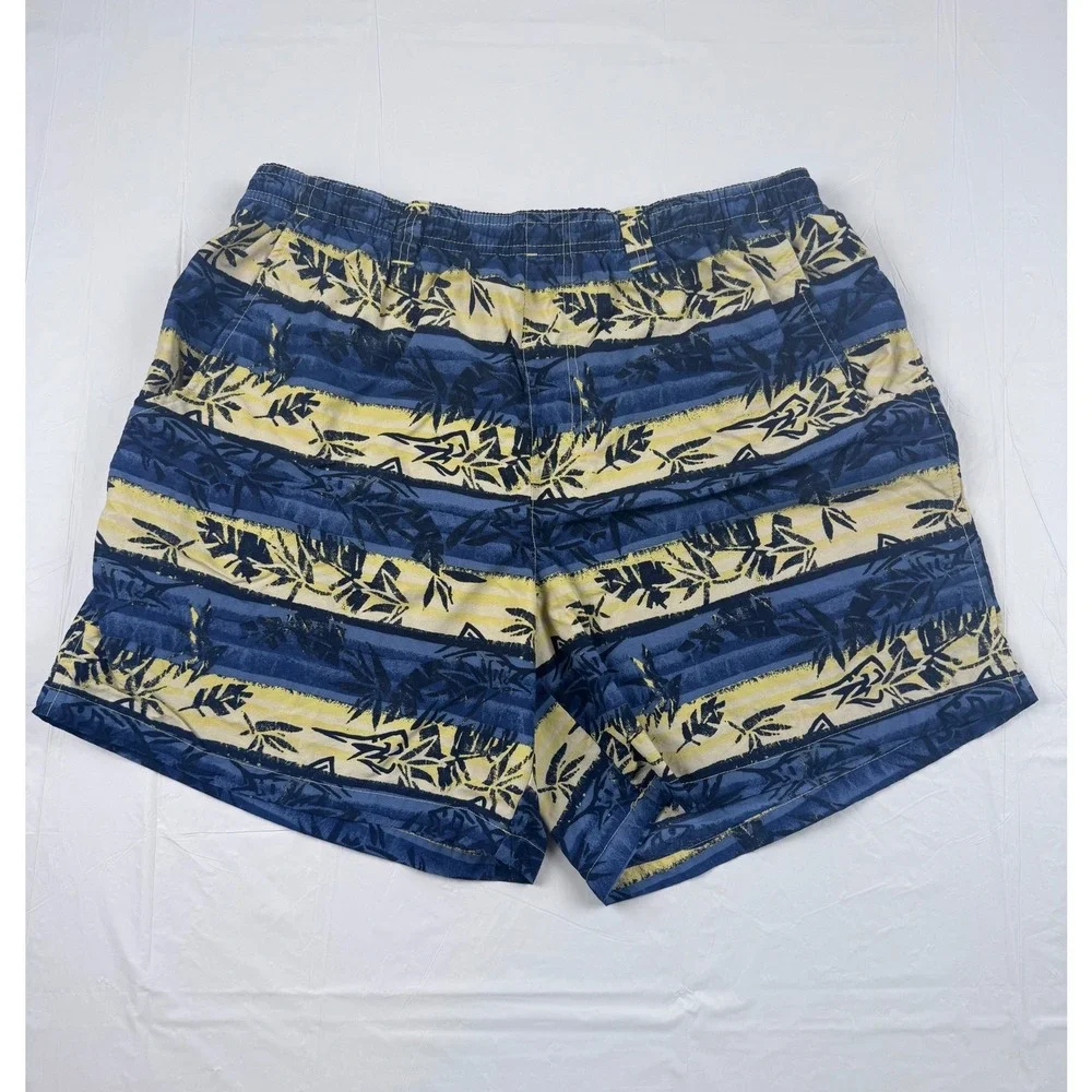 Columbia Sportswear Mens Blue Yellow‎ Tropical Palm Print Swim Trunks Size Large